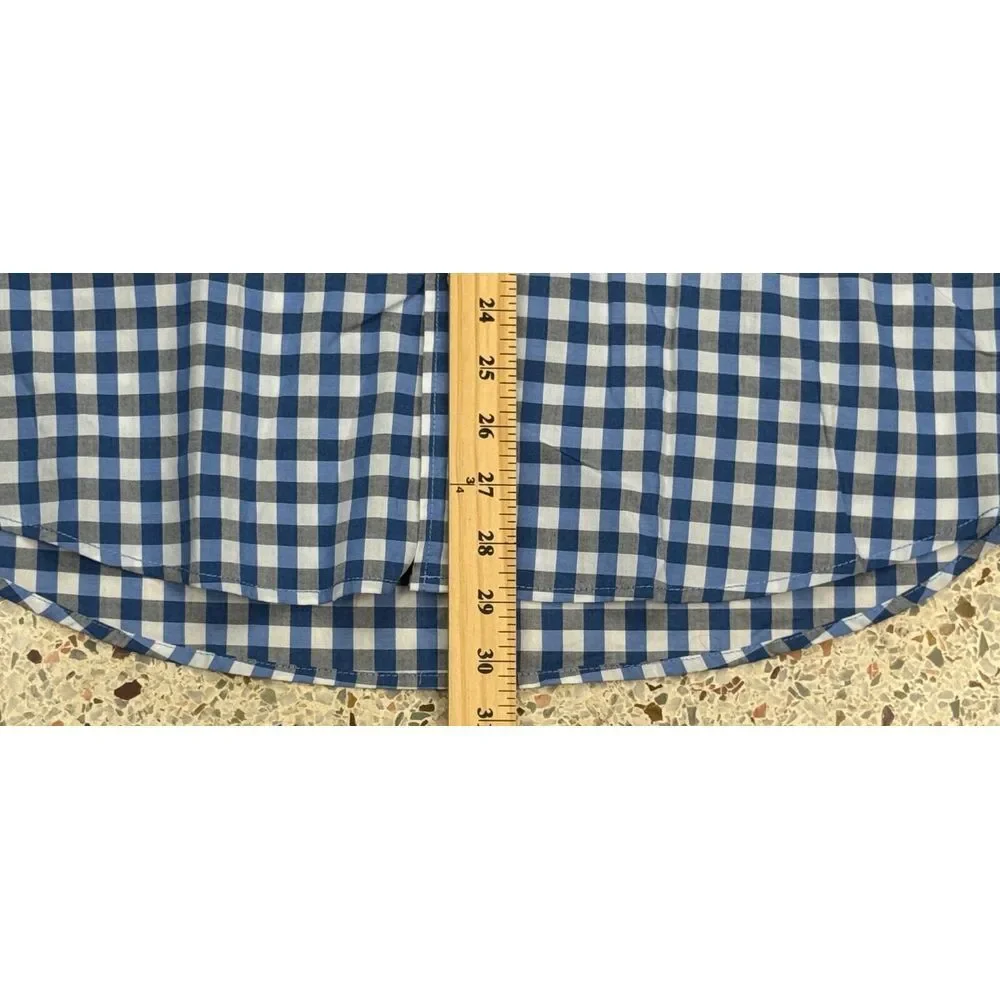 StockerPoint Men's Embroidered Check Pattern Button Up Long Sleeve Shirt Size‎ L
